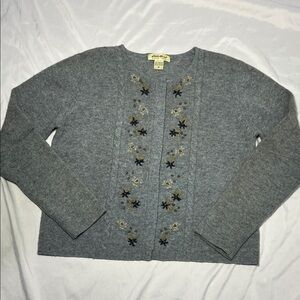 Eddie Bauer Gray Floral Women's Cardigan